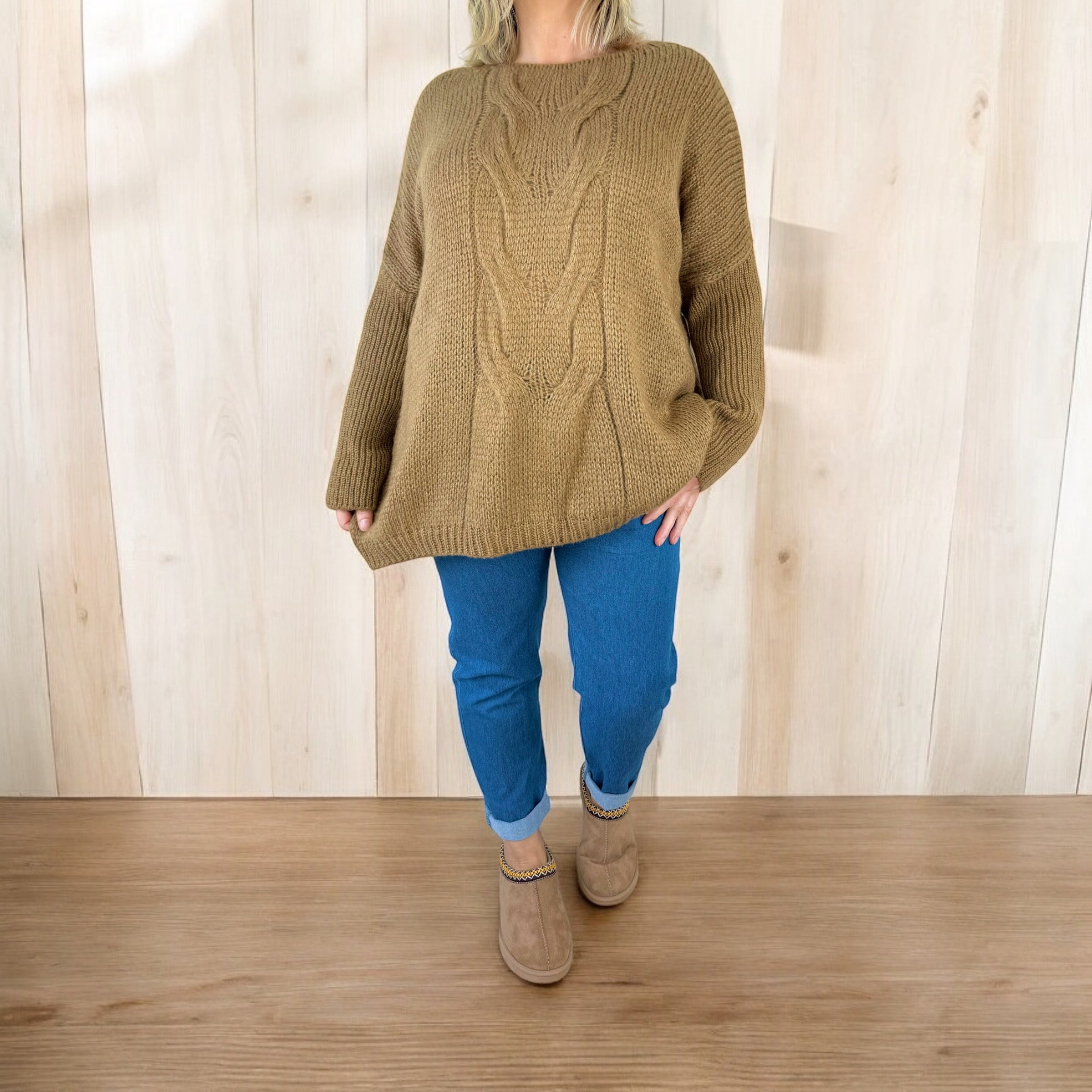 Wool Mix Cable Chunky Knit Valencia Jumper AW24 - Chestnut