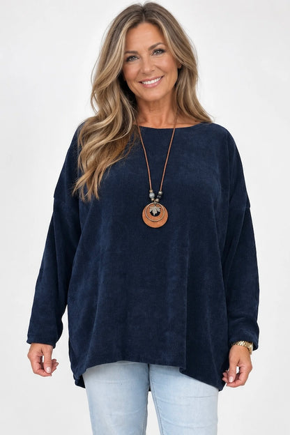 Ariana Chenille Necklace Top - Navy