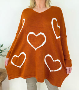 White Heart Knit Jumper AW24