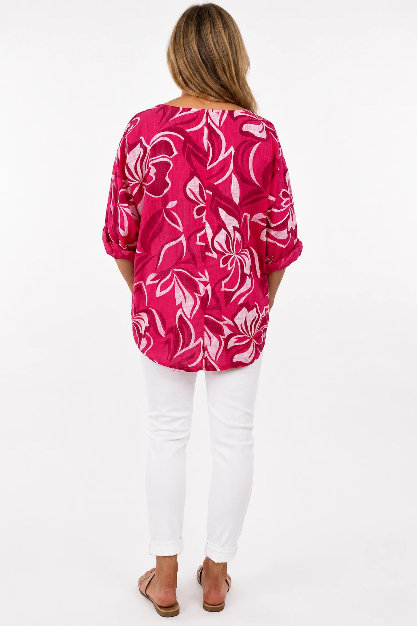 Pure Cotton Pesali Necklace Top - Cherry Red