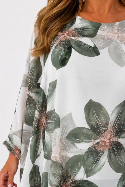 Fully Lined Batwing Mari Blossom Chiffon - Palm Green