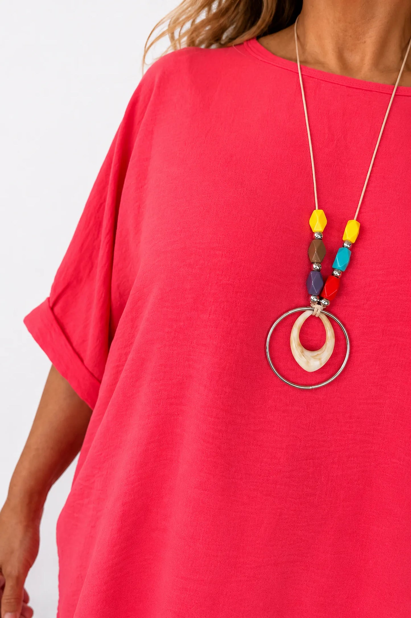 Lightweight Flow Telisa Necklace Top - Cherry