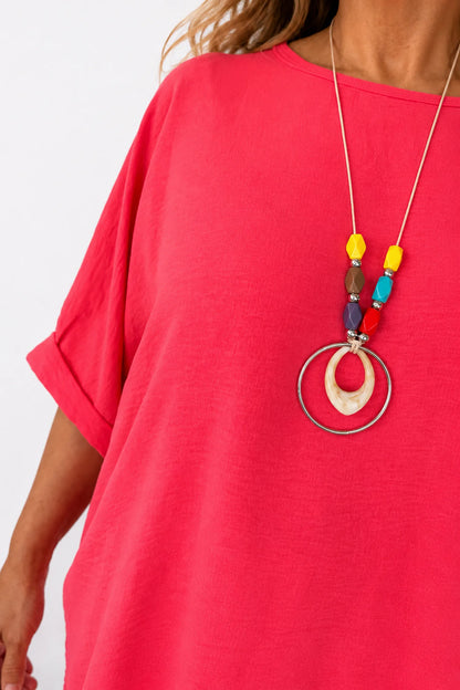 Lightweight Flow Telisa Necklace Top - Cherry