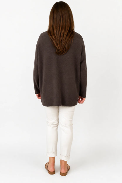 Wool Mix Seam Sleeve Venice Jumper - Chocolate