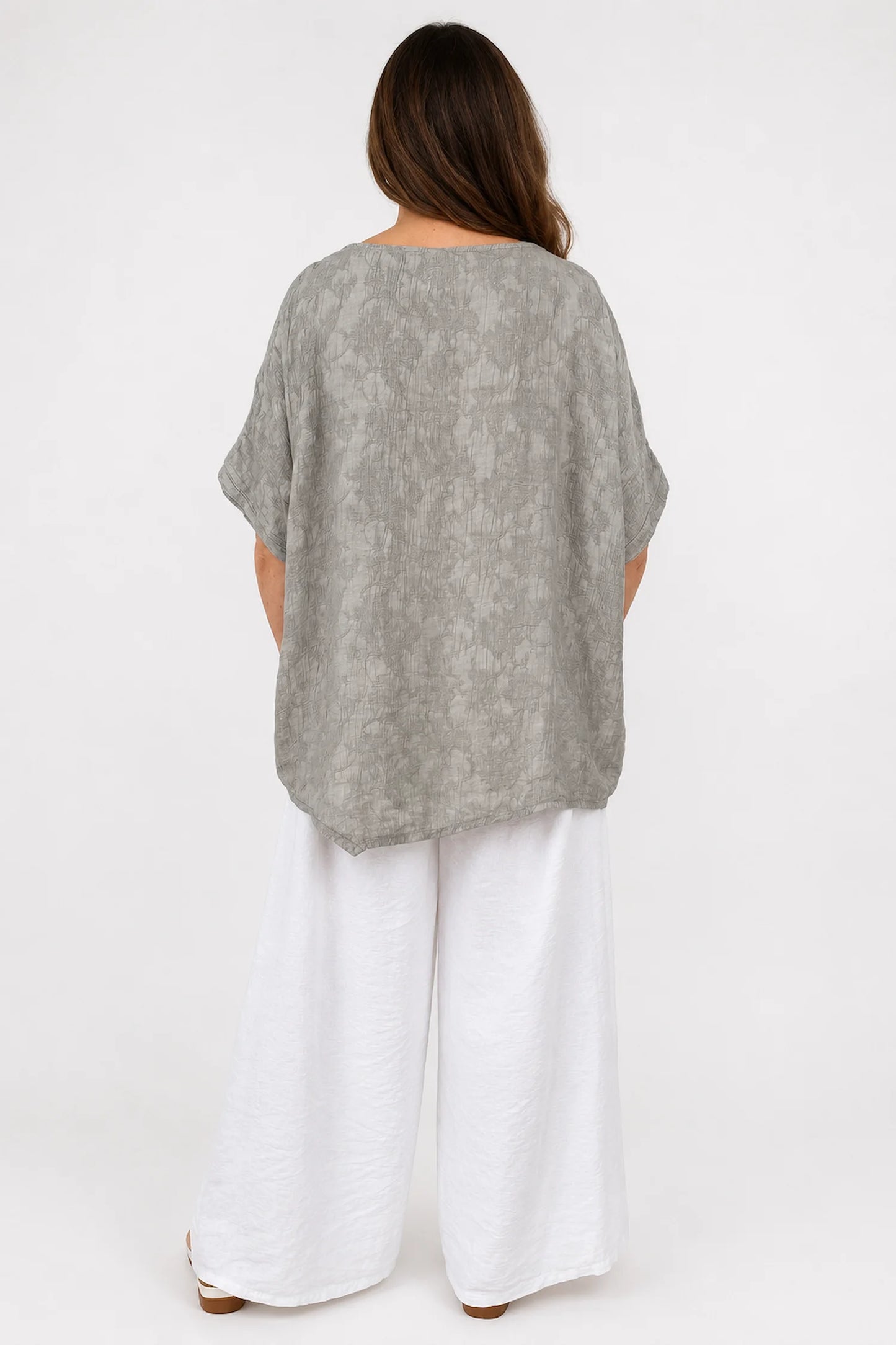 Button Pocket Varessa Jacquard Top - Mocha