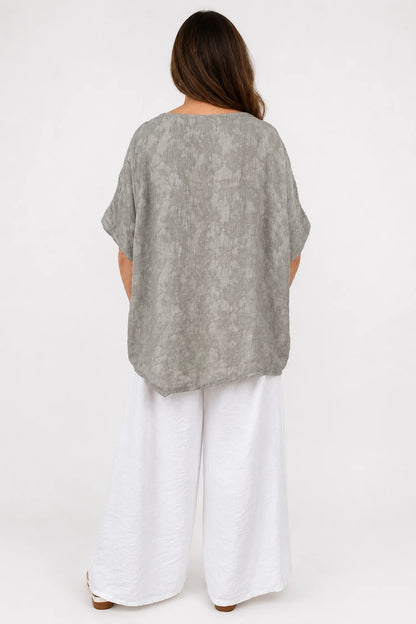 Button Pocket Varessa Jacquard Top - Mocha