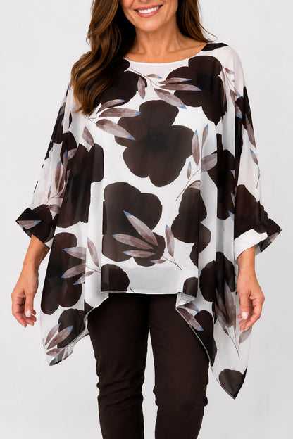 Fully Lined Juliet Batwing Chiffon - Chocolate