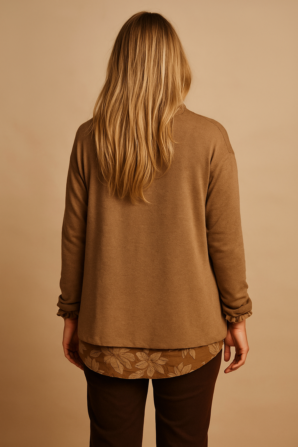 Pure Cotton Alexandra Two In One Scarf Top - Caramel