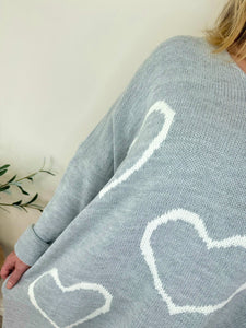 White Heart Knit Jumper AW24