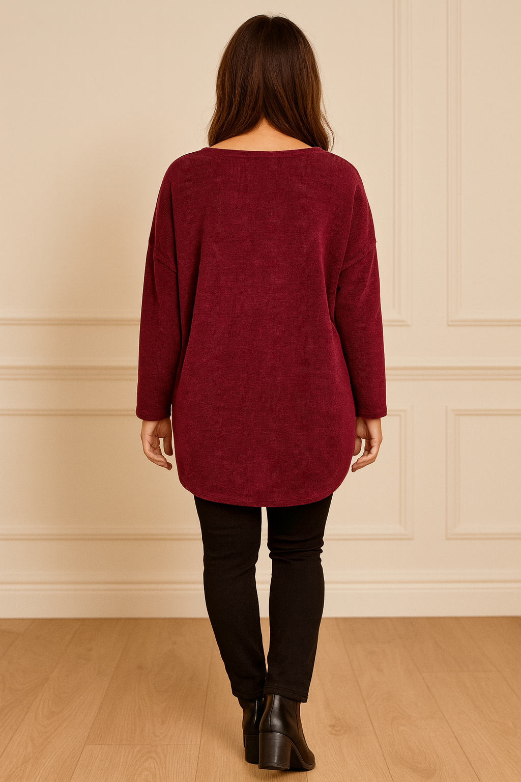 Mari Chenille Necklace Top - Wine