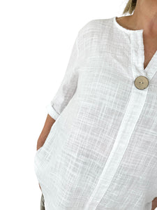 Pure Cotton One Button Italian Shirt - White
