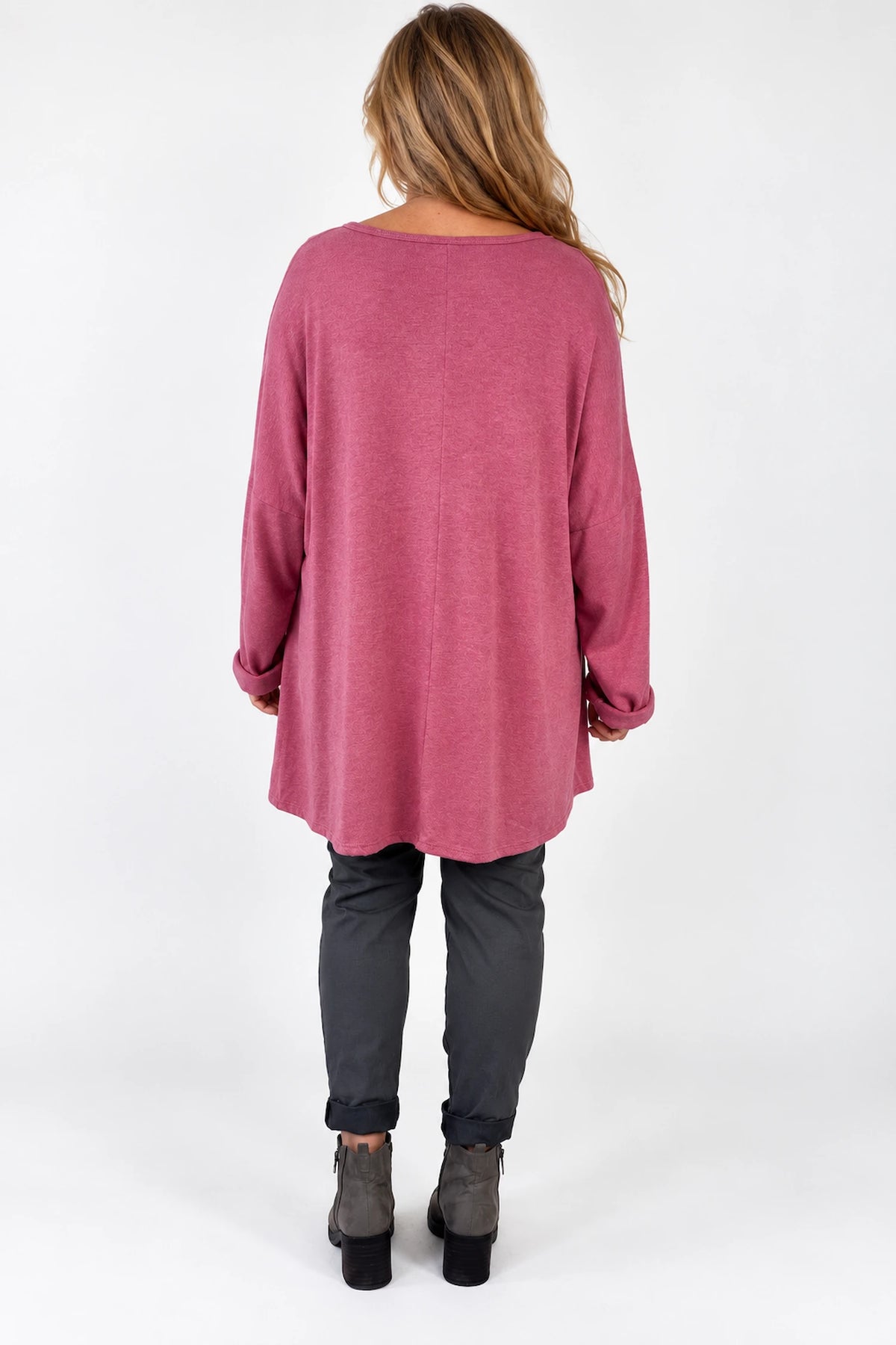 Fine Knit Como Necklace Top - Deep Vintage Rose