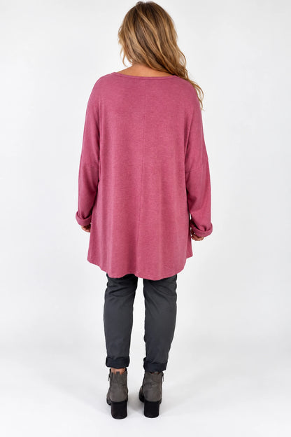 Fine Knit Como Necklace Top - Deep Vintage Rose