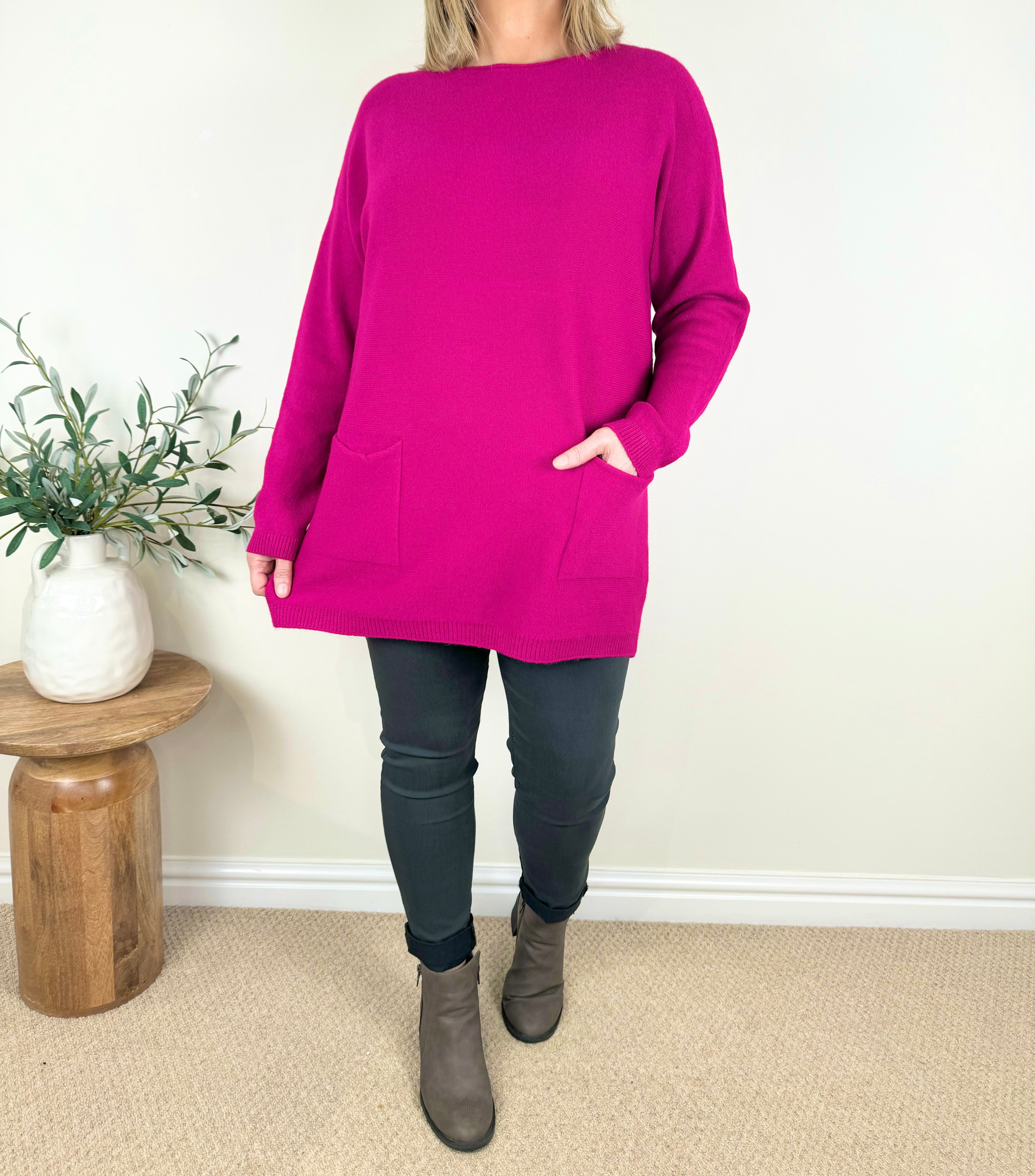 Premium Knit Button Back Double Pocket Viera Jumper AW22