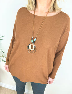 Wool Mix High Low Gigi Necklace Top AW24