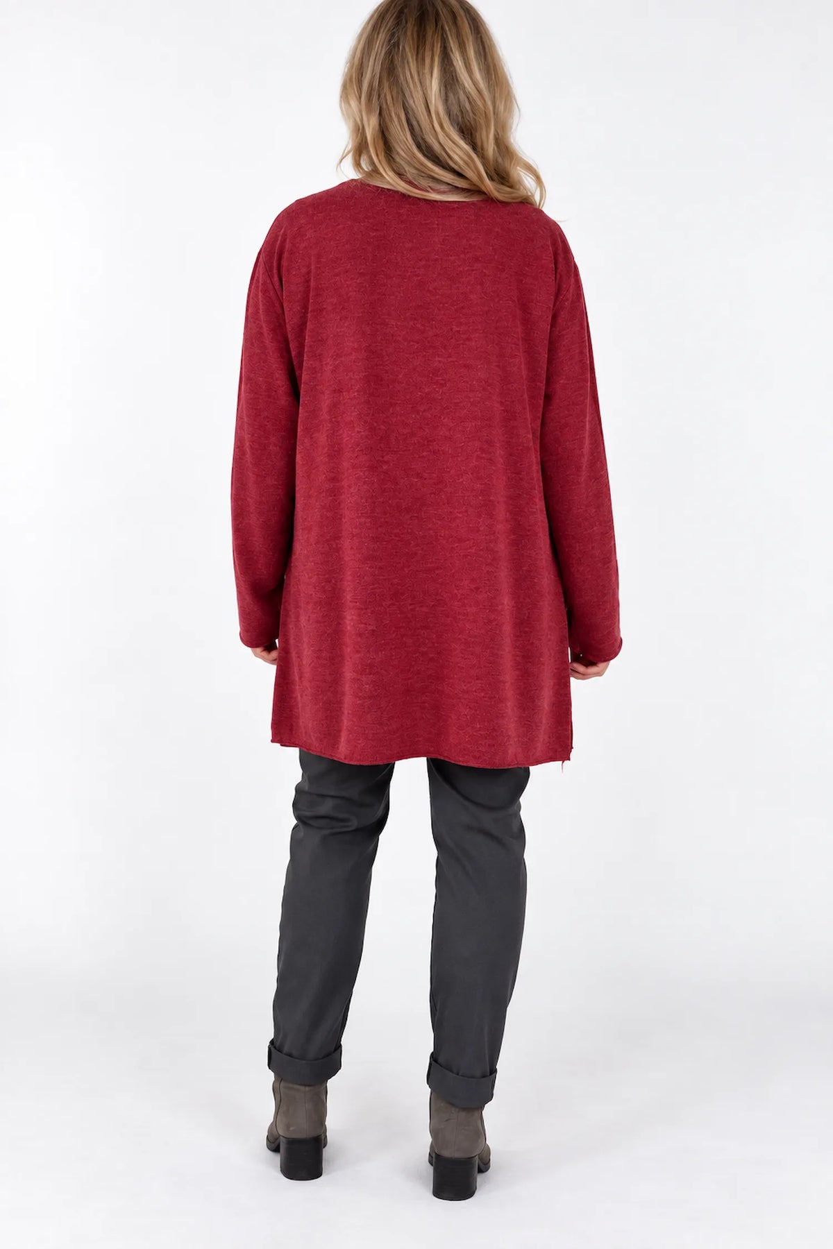 Wool Mix Diamanté Silver Stitch Ciana Top - Rich Red