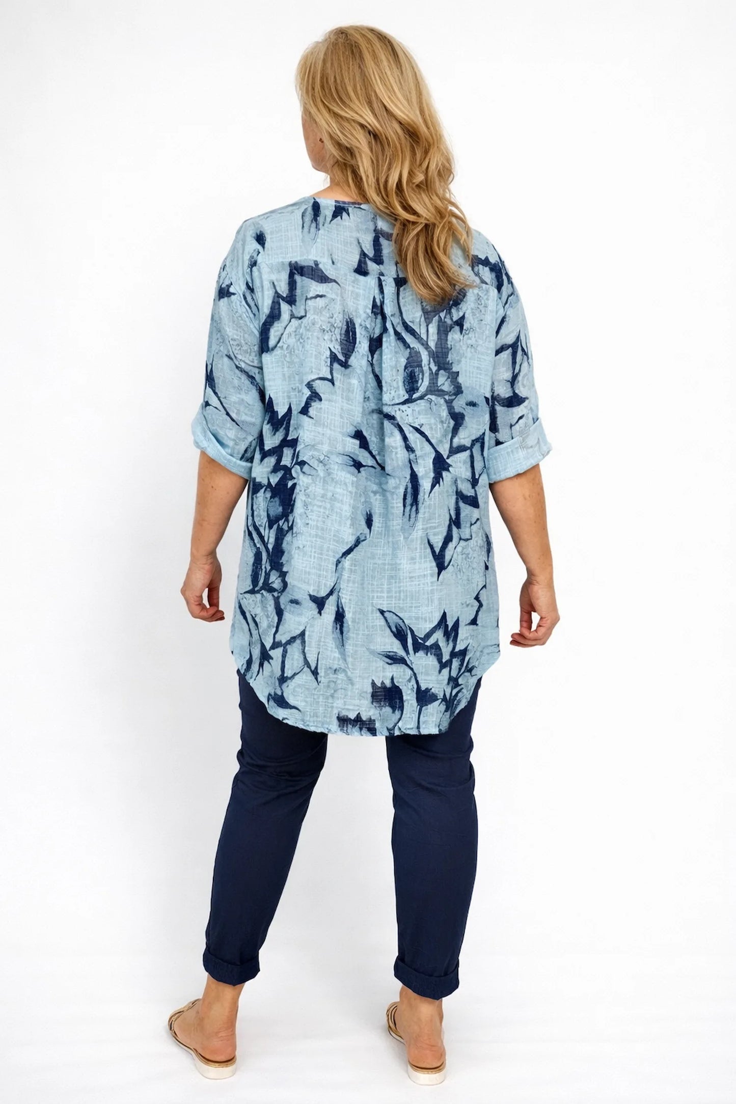 Pure Cotton Button Detail Francisca Shirt - Baby Blue