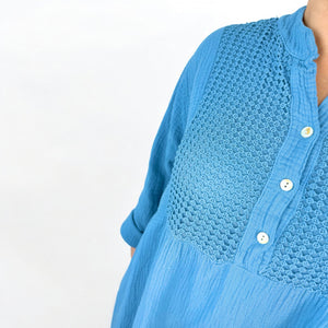 Smock Bubble Cotton Toni Shirt - Denim