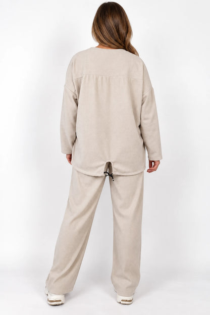 Chenille Seam Front Double Pocket Carletta Pant - Beige