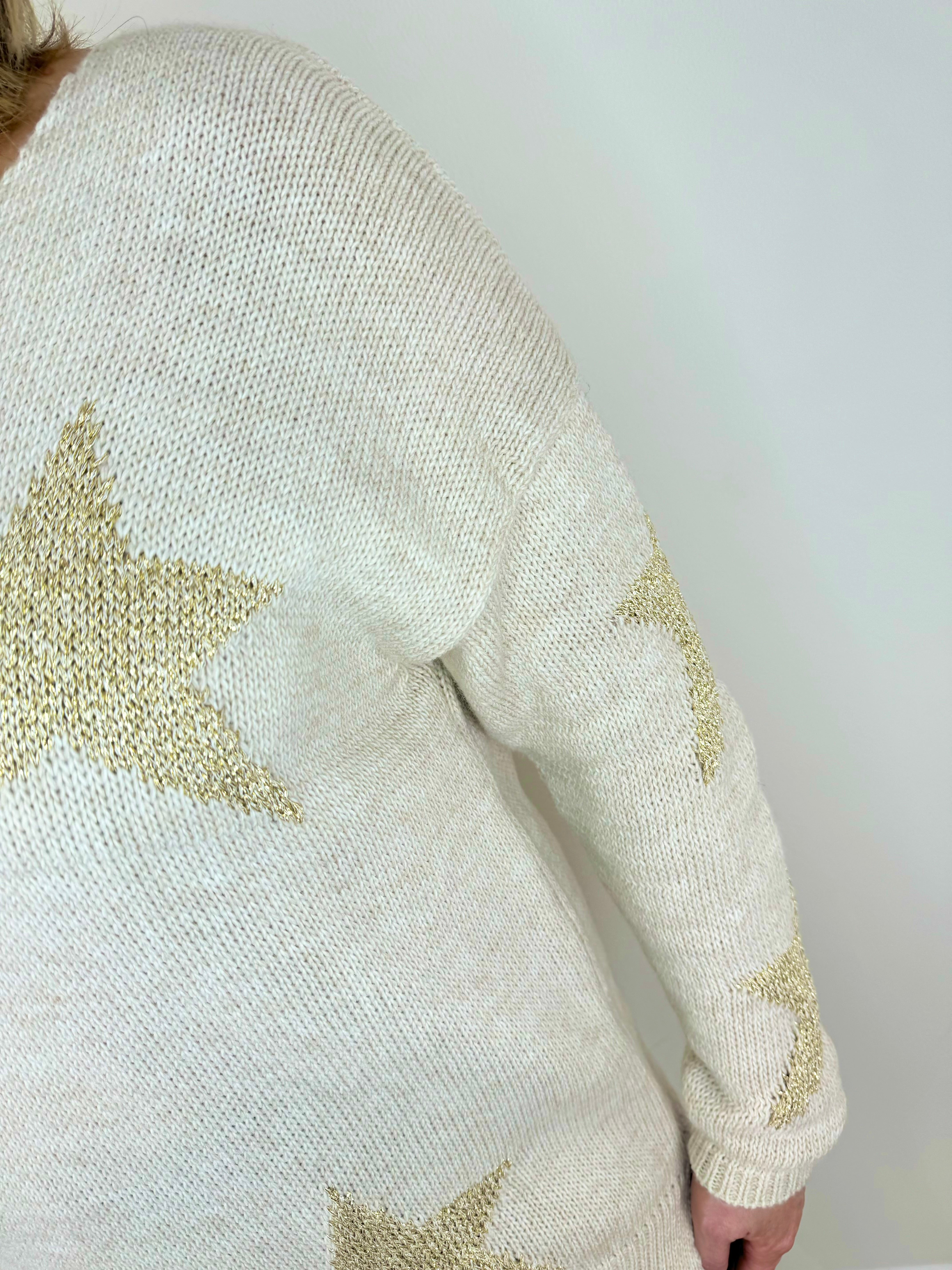 Soft Knit Sparkle Star Maisy jumper AW24 - Oatmeal