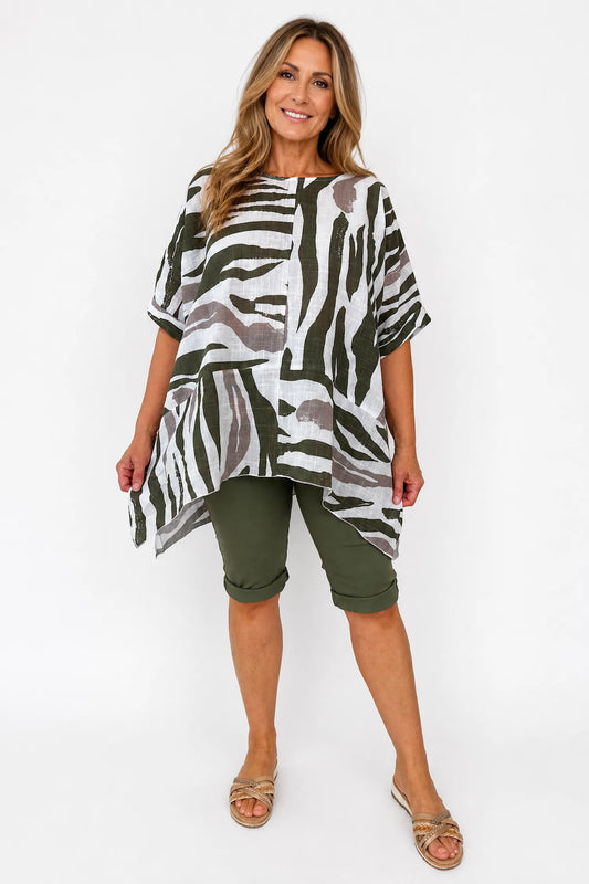 Pure Cotton Kira Top - Khaki