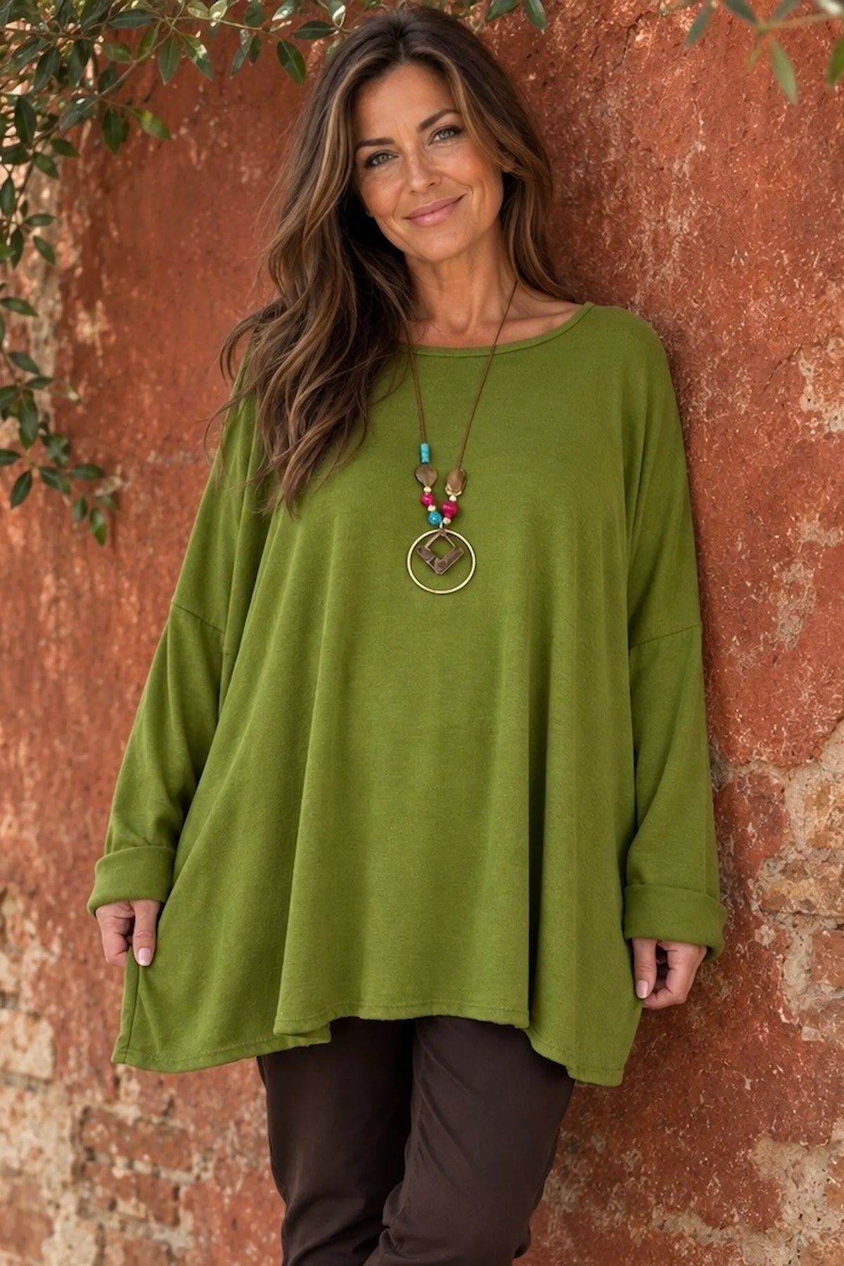 Fine Knit Como Necklace Top - Lime