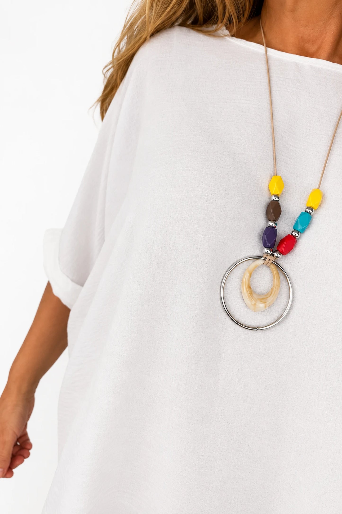 Lightweight Flow Telisa Necklace Top - White