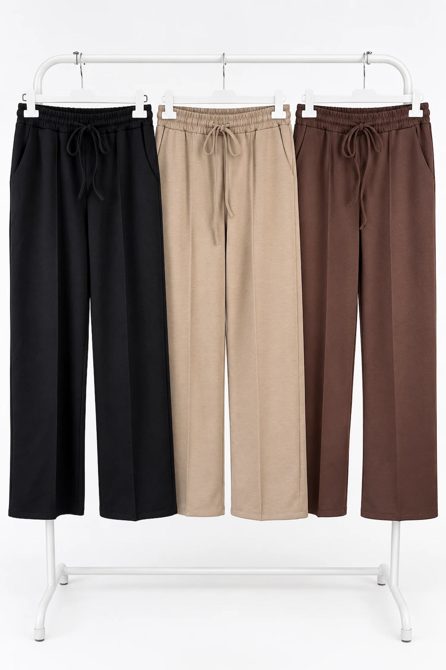 Seam Front Double Pocket Drawstring Waist Francis Everyday Pants - Black