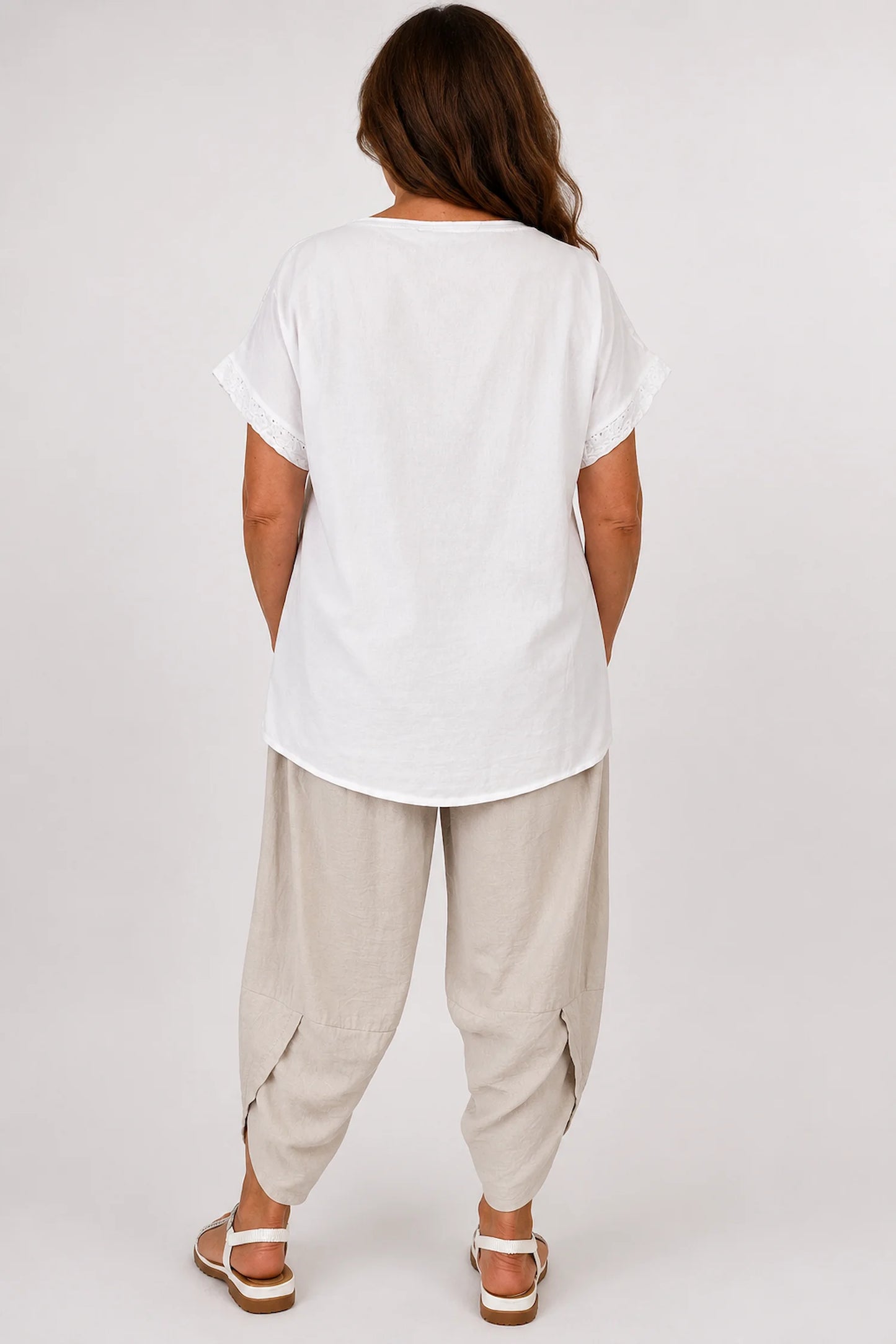 Pure Cotton Floral Embroidery Anglaise Clarissa Top - White