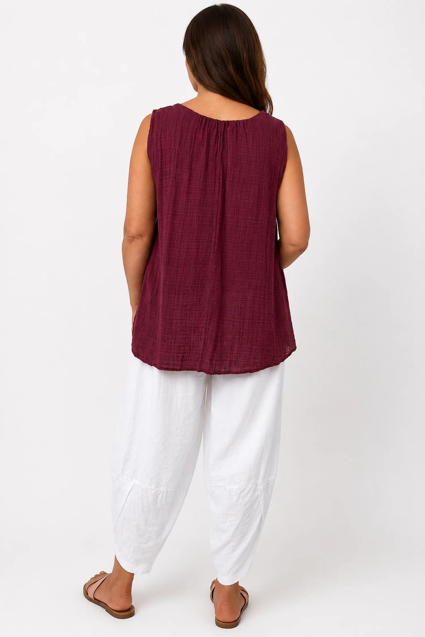 Fully Lined Cotton Italia Necklace Vest - Grape