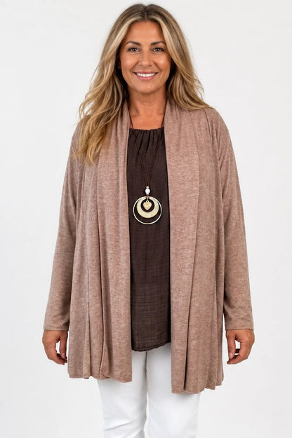 Soft Knit Tropez Cardigan - Fleck Mocha