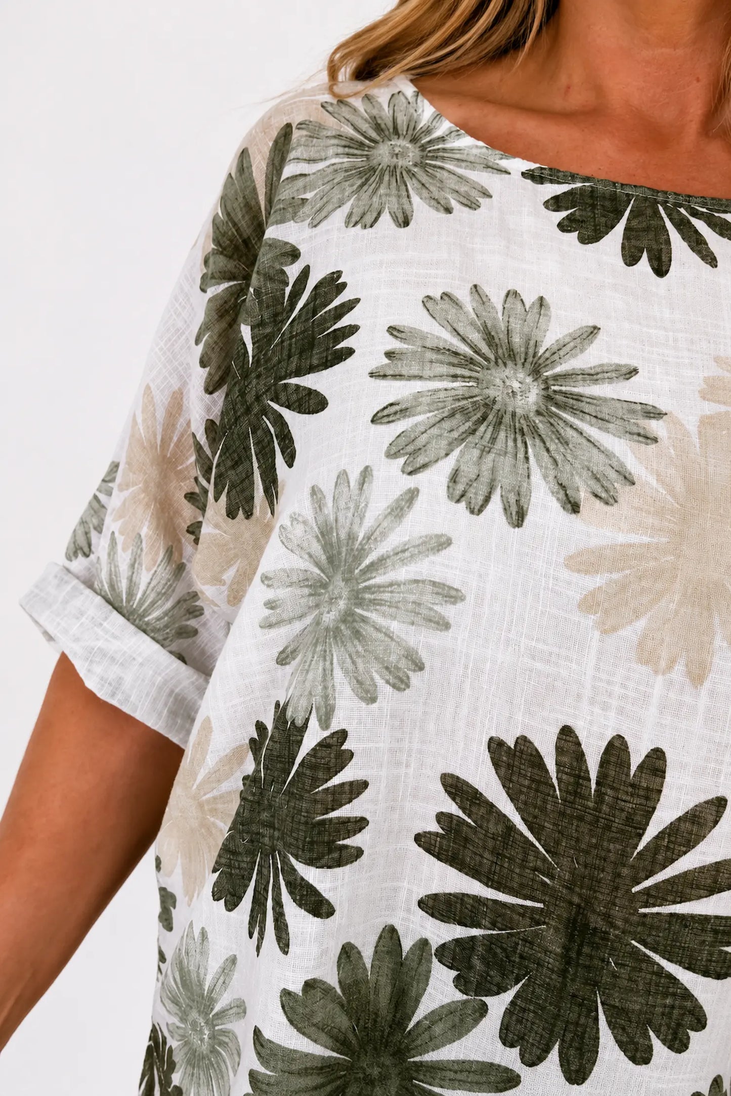 Pure Cotton Missi Floral Top - Jungle Green