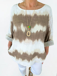Pure Cotton Summer Breeze Necklace Top - Beige