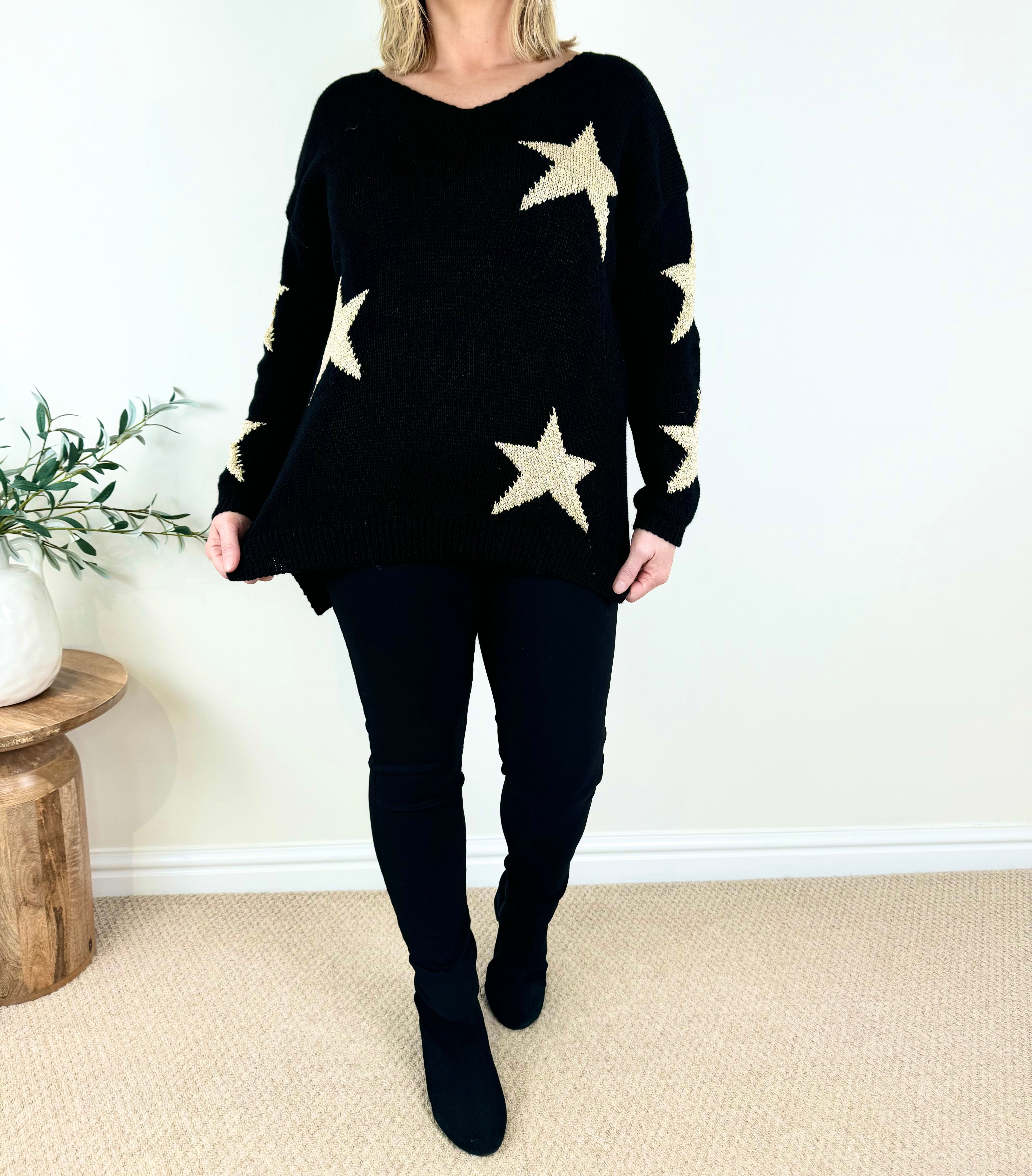 Soft Knit Sparkle Star Maisy jumper AW24 - Black