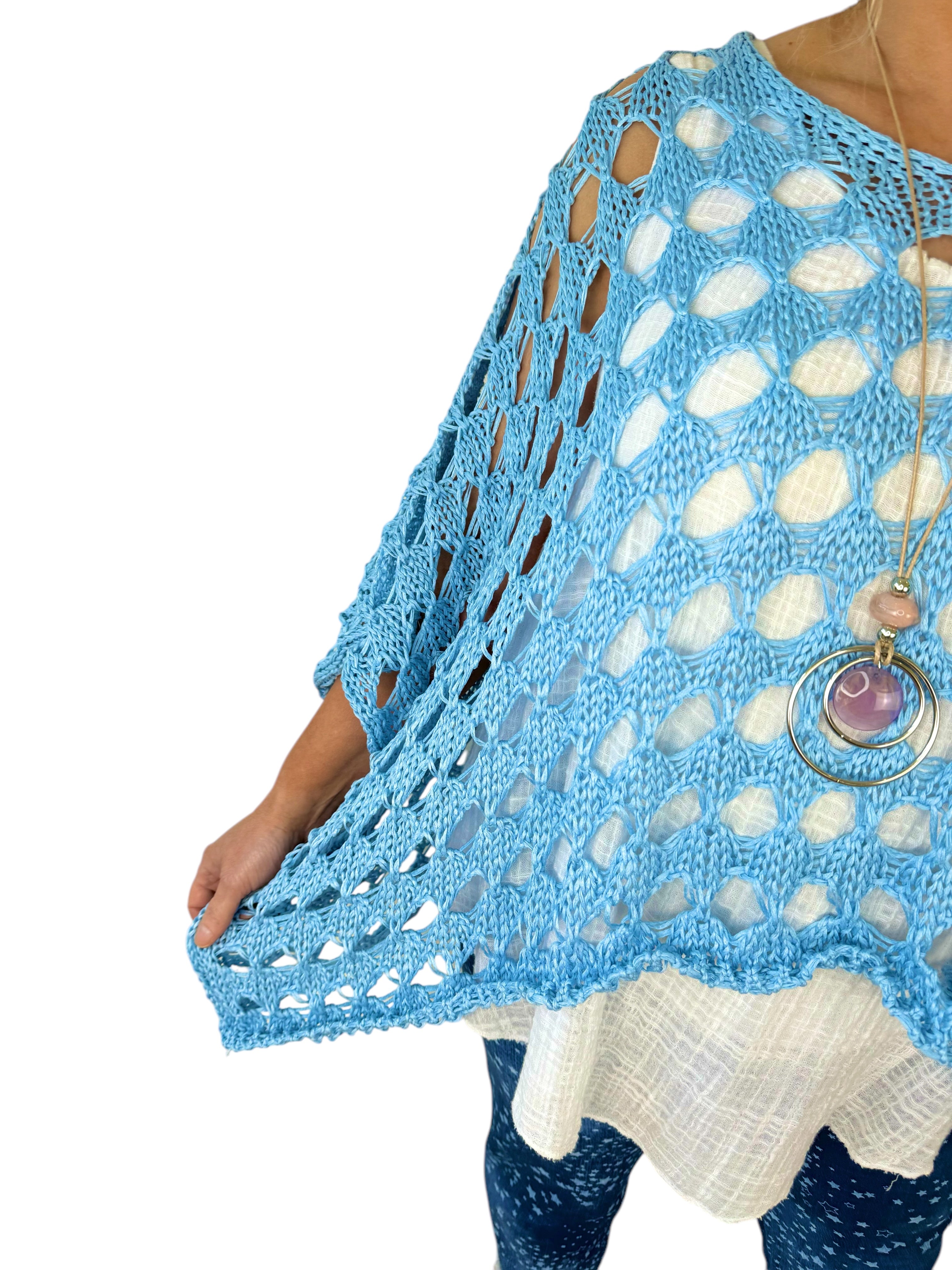 Batwing Varsia Crochet - Baby Blue