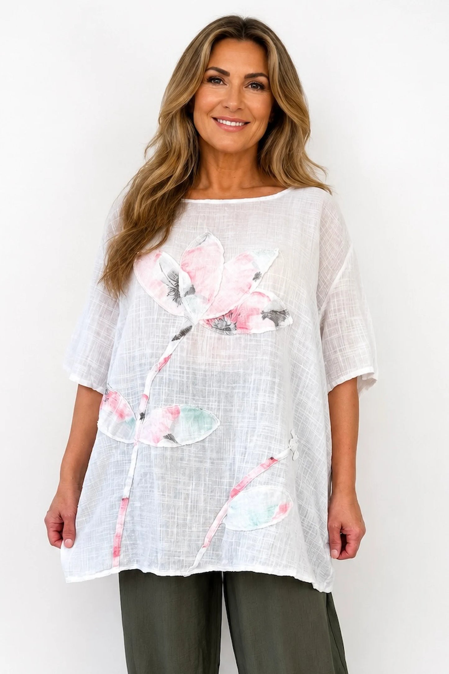 Pure Cotton Bianca Floral Top - White