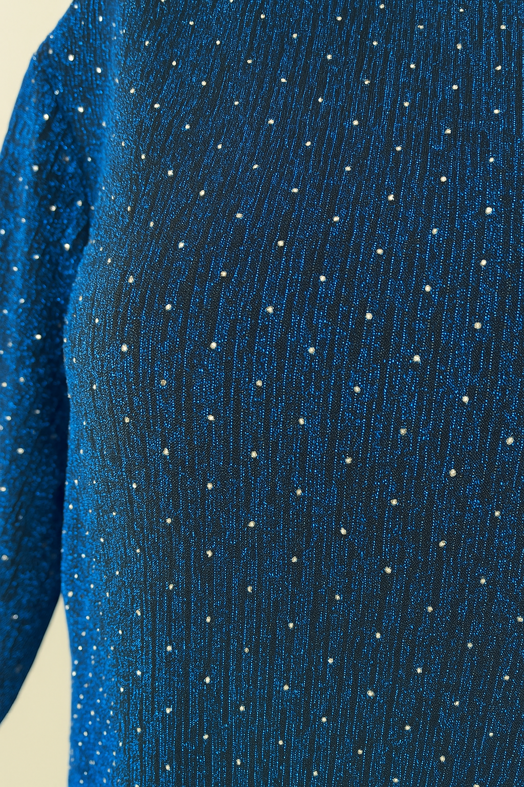 Diamanté Detail Shimmer Veronica Top - Midnight Blue