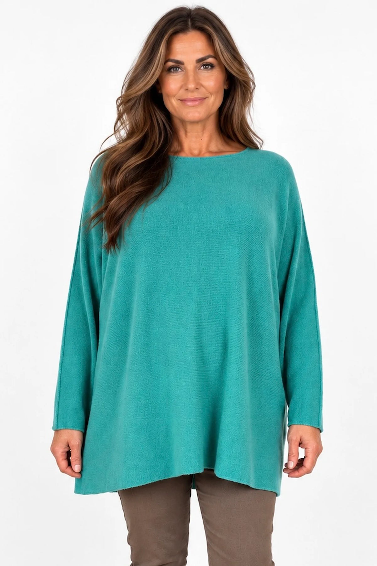 Wool Mix Seam Sleeve Venice Jumper - Teal