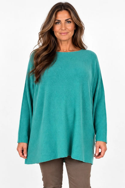 Wool Mix Seam Sleeve Venice Jumper - Teal