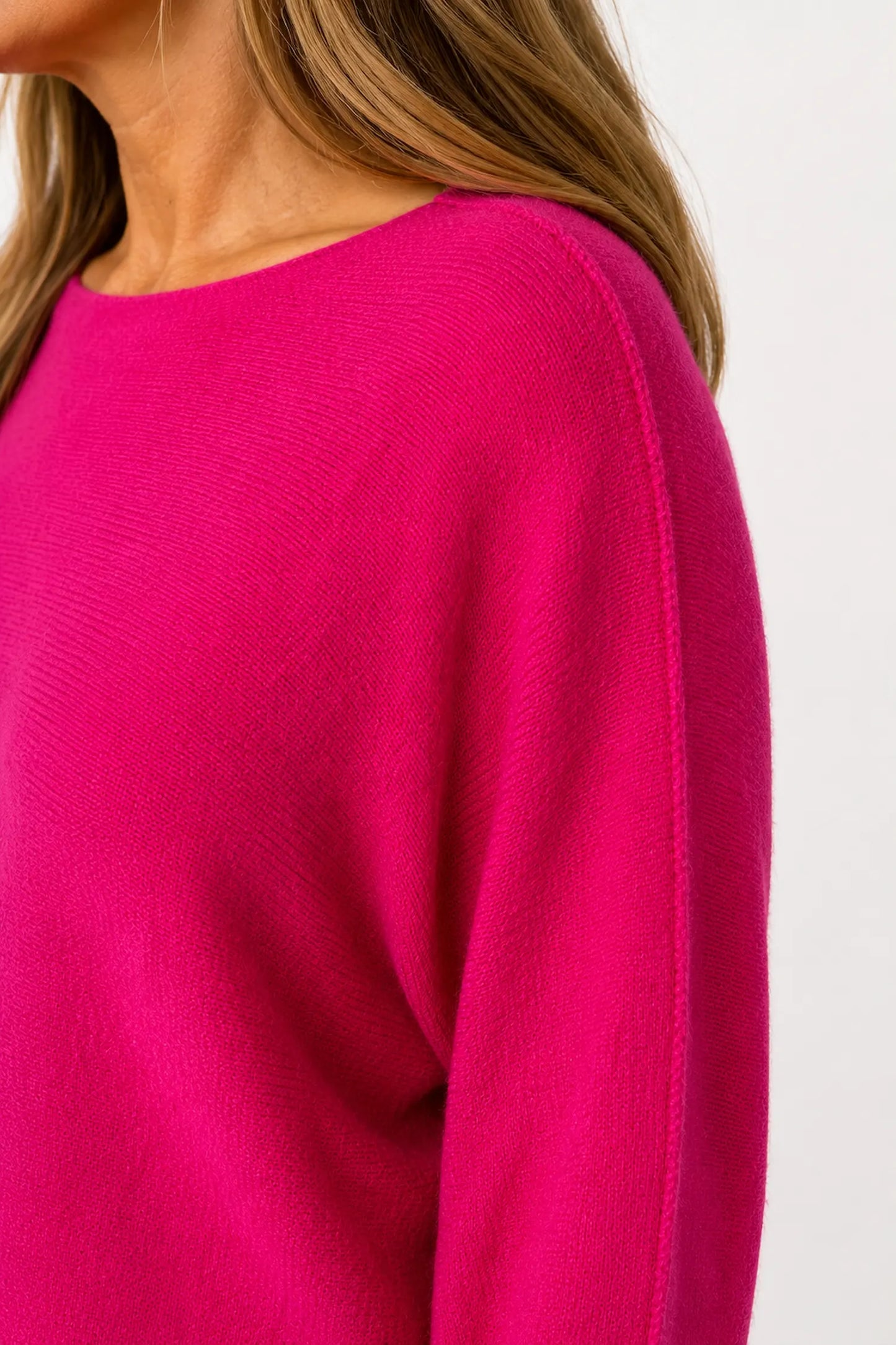 Wool Mix Seam Sleeve Venice Jumper - Electric Pink