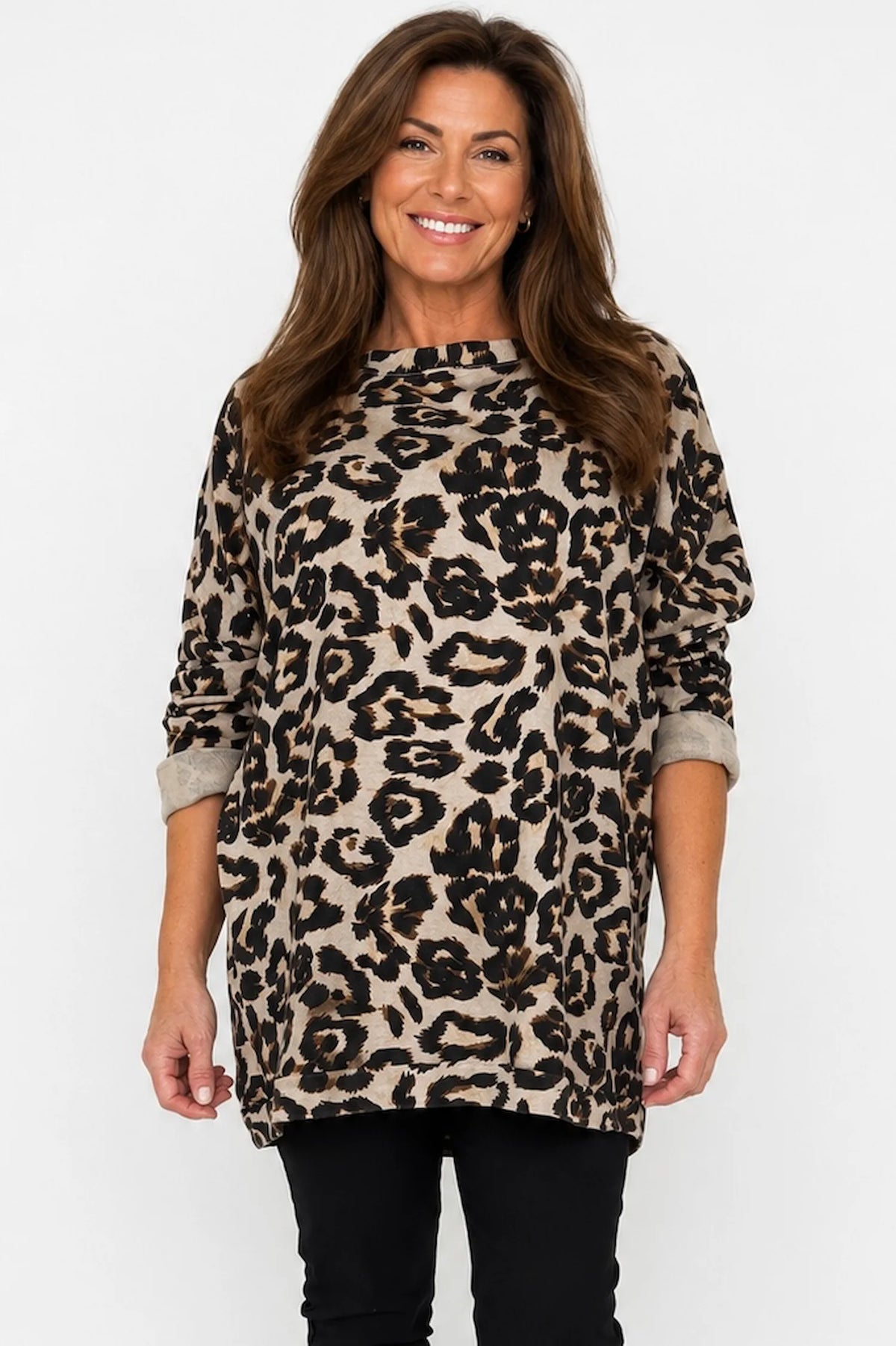 Pure Cotton Divera Leopard Top - Beige