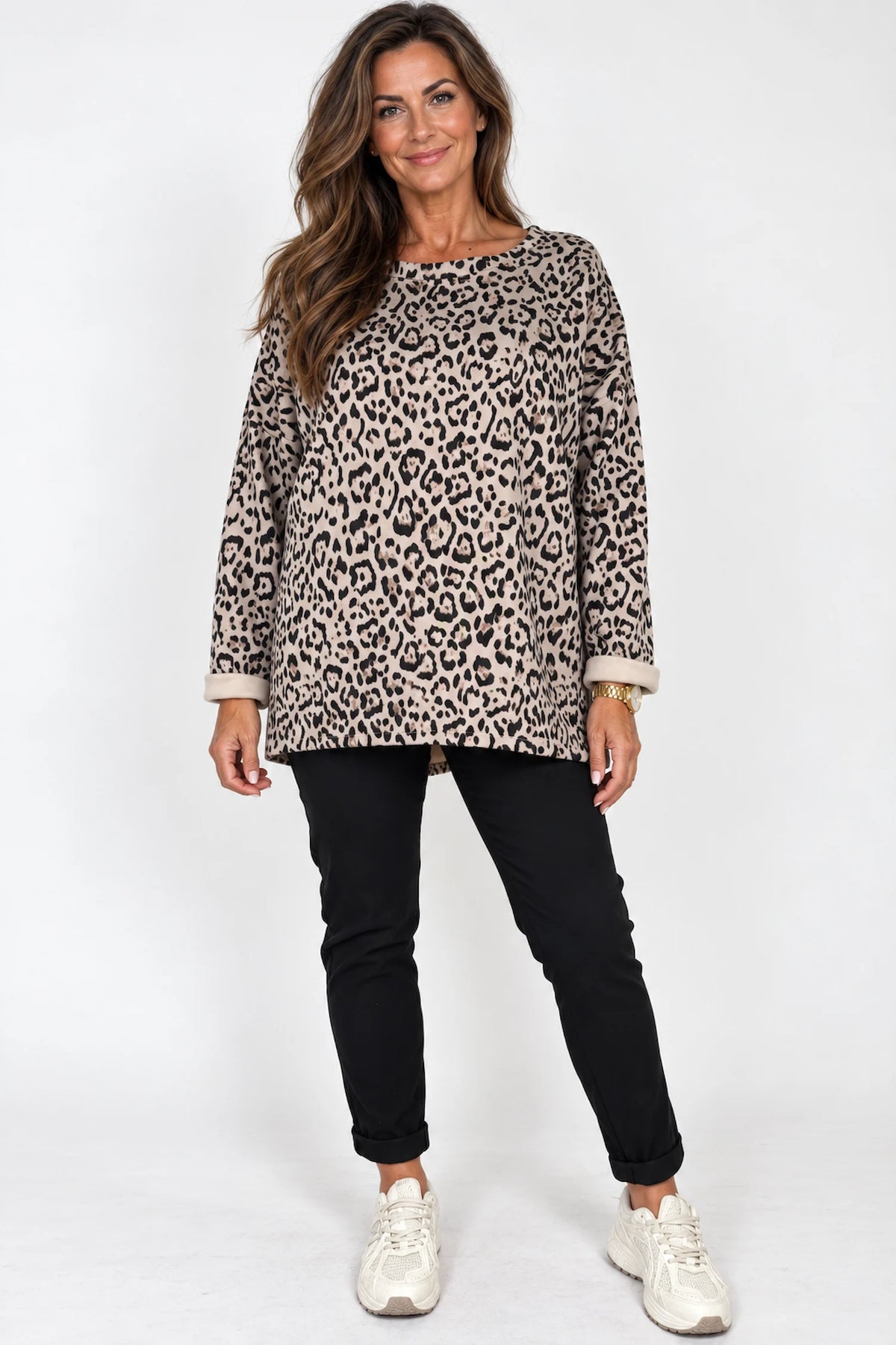 Lightweight Leopard Roxy Top - Beige