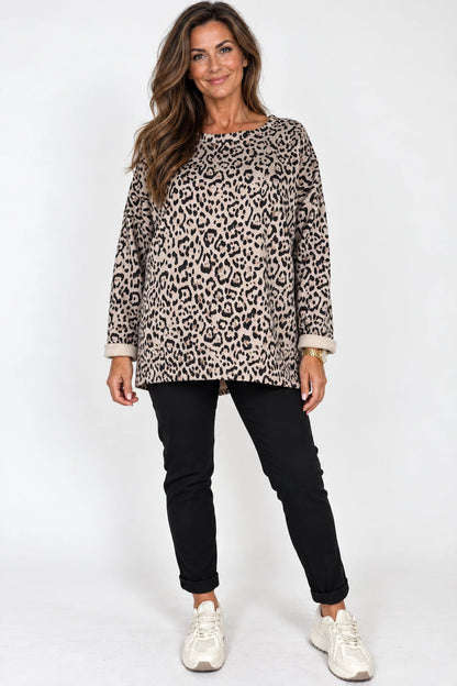 Lightweight Leopard Roxy Top - Beige