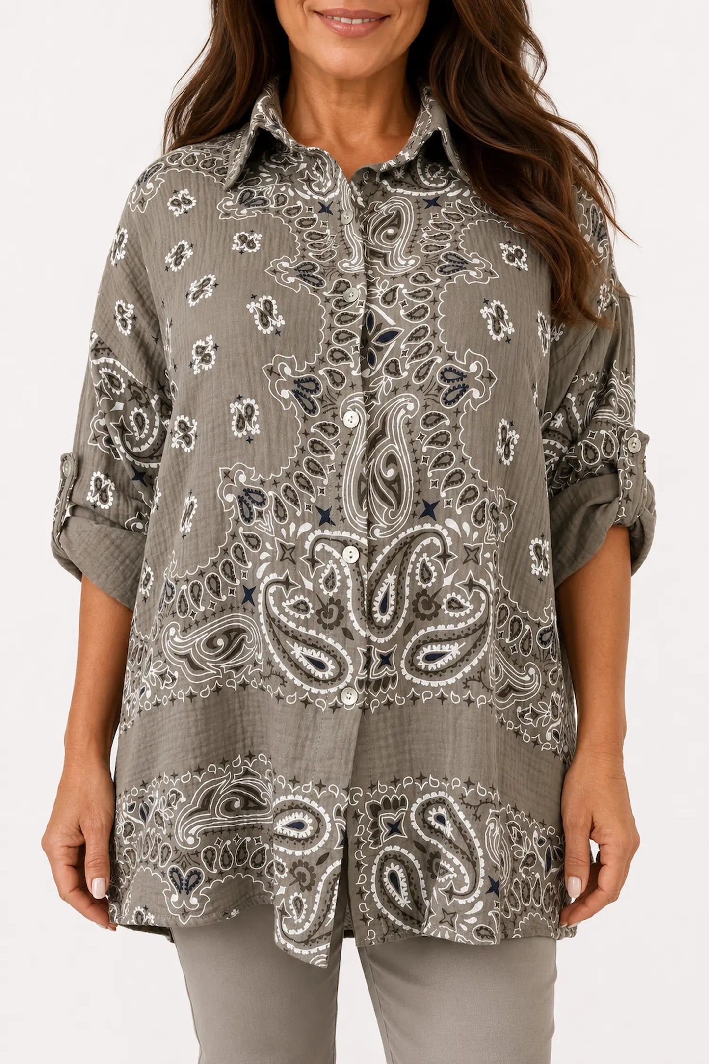 Pure Bubble Cotton Button Sleeve Allisandra Button Shirt - Mocha