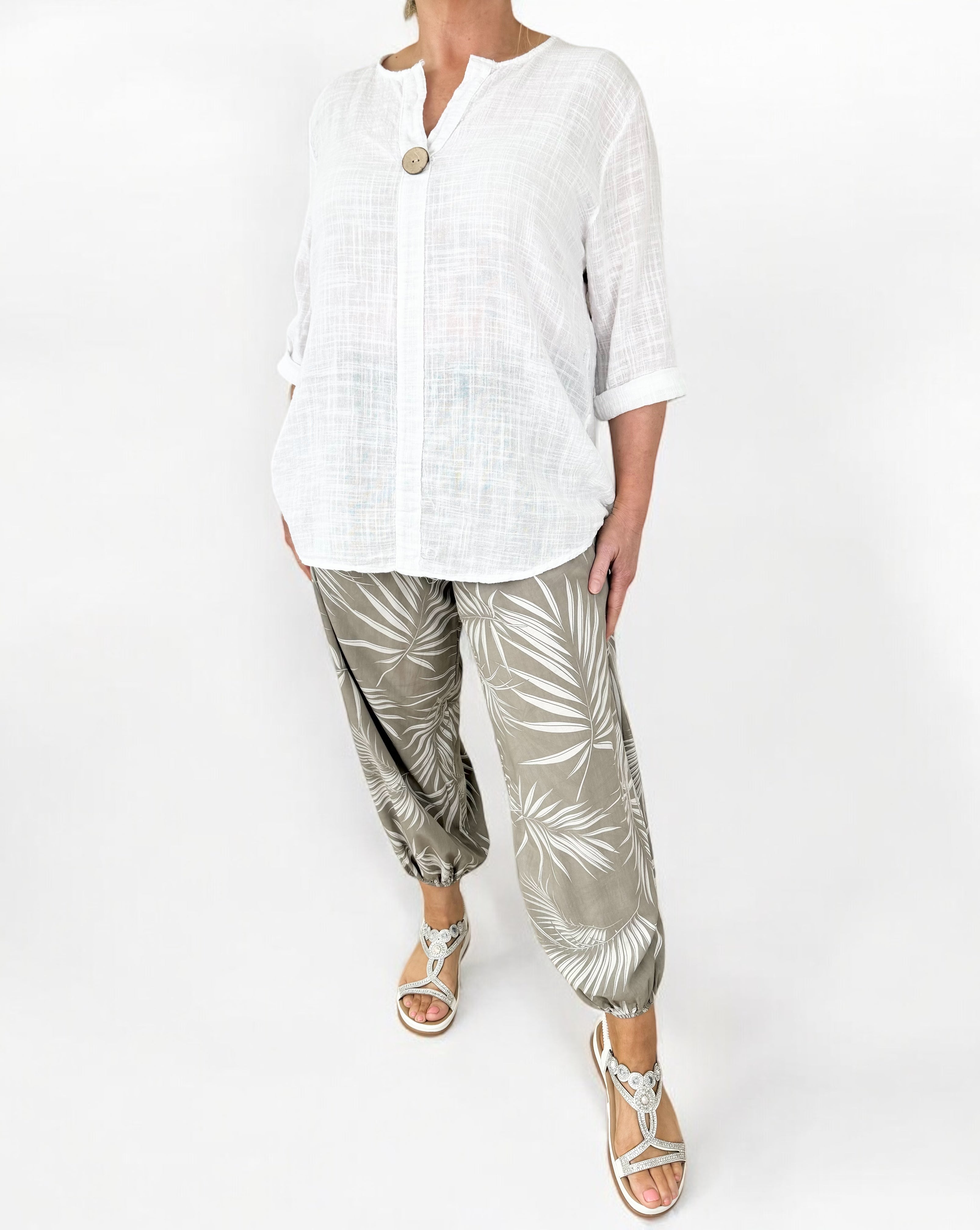 Pure Cotton One Button Italian Shirt - White