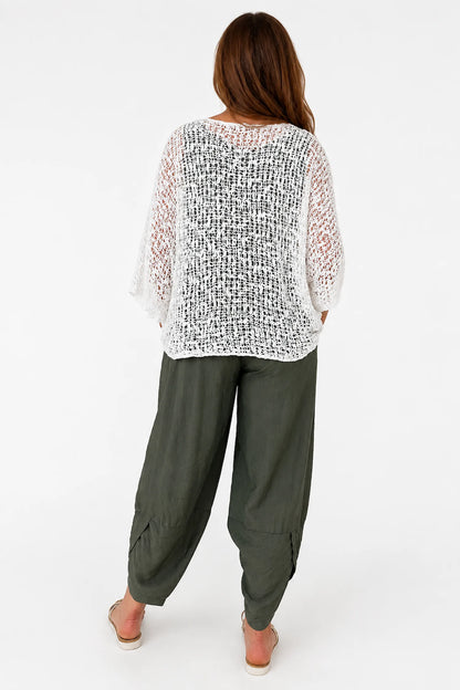 Lagen Look Double Subtle Panel Pocket Elasticated Waist Freya Pants - Khaki