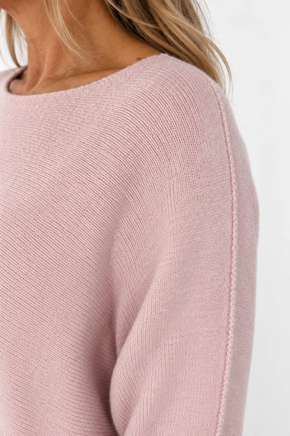 Wool Mix Seam Sleeve Venice Jumper - Vintage Rose