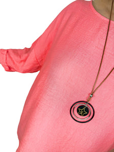 High Low Valentina Necklace Top - Coral