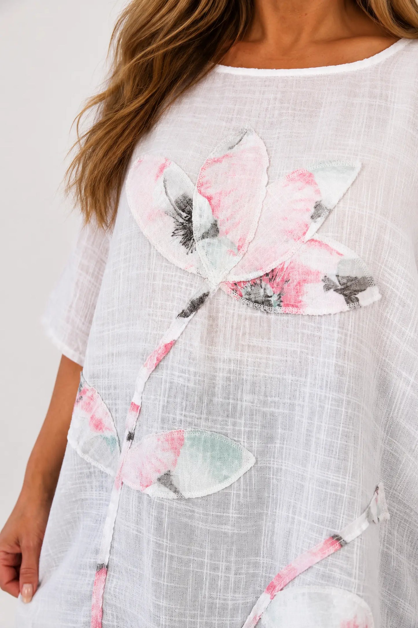 Pure Cotton Bianca Floral Top - White