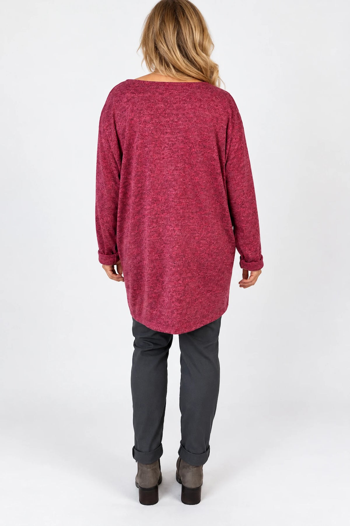Arabella Tunic Double Pocket Necklace Top - Fleck Italia Wine